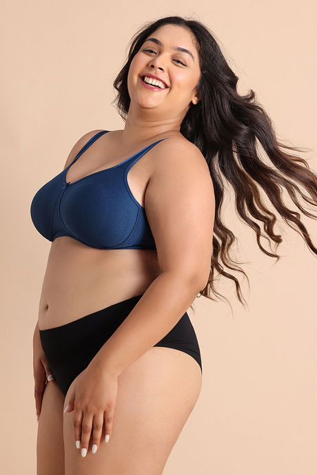 Zivame True Curv Jacquard Single Layered Non Wired Full Coverage Super Support Bra - Blue Opal — image 5